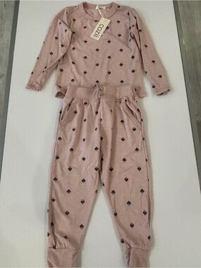 Pink Kids Matching Set with Heart Print